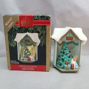 Hallmark 1992 LOOK! IT'S SANTA Magic Light Ornament‎ By Donna Lee